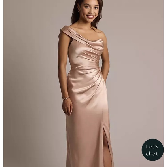 GALINA SIGNATURE One-Shoulder Charmeuse Sheath Dress- Color: SAND- Size: 2 - Picture 1 of 4